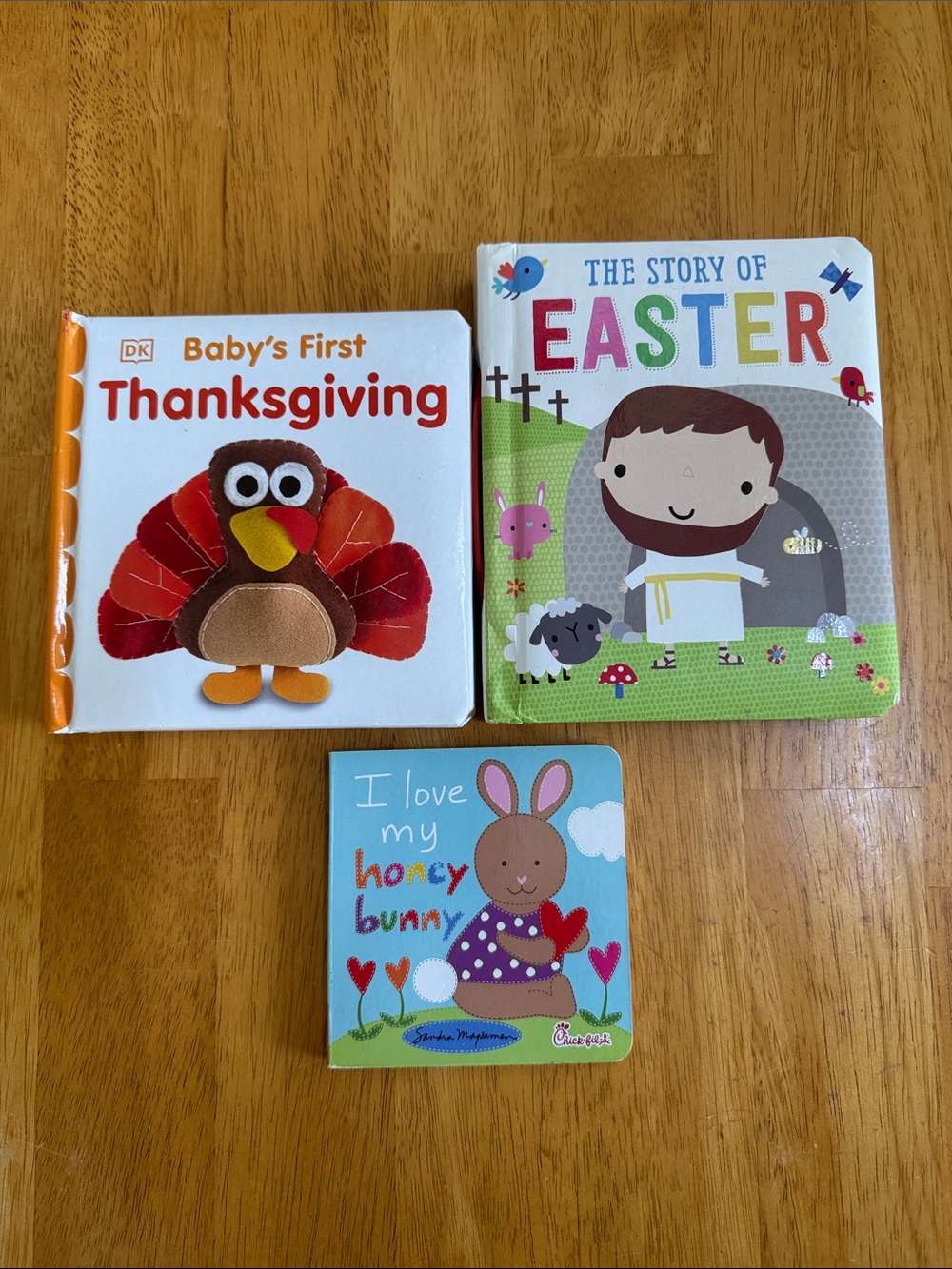 🛑 3 Books Easter First Thanksgiving Padded Board Books I Love Honey Bunny